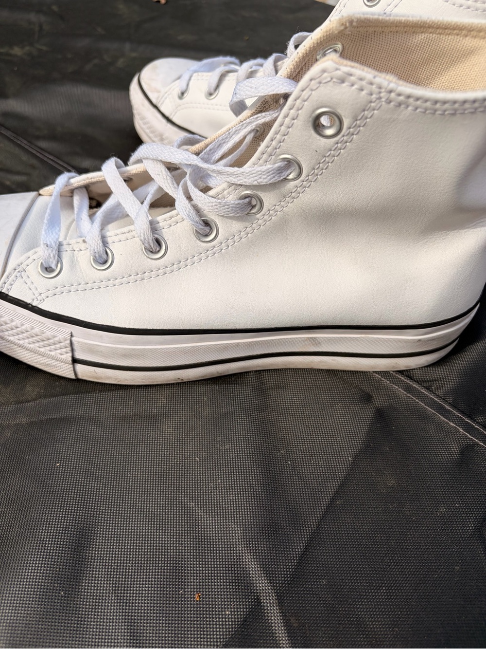Converse White High-Top white leather Sneakers size 9 1/2 women - Picture 5 of 7
